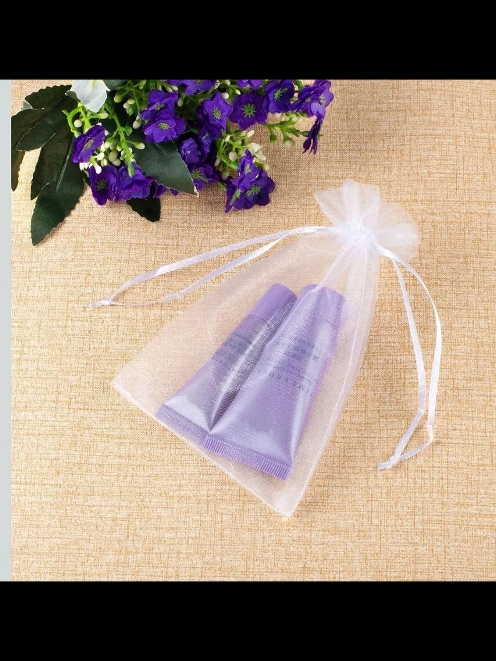 White Organza Drawstring Bag 4x6-25qty!
